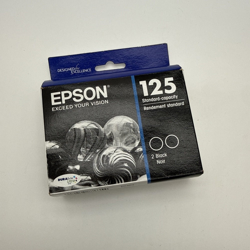 Epson 2 Pack 125 Black Standard Capacity Expired 07-2022 New in Box C13T125136